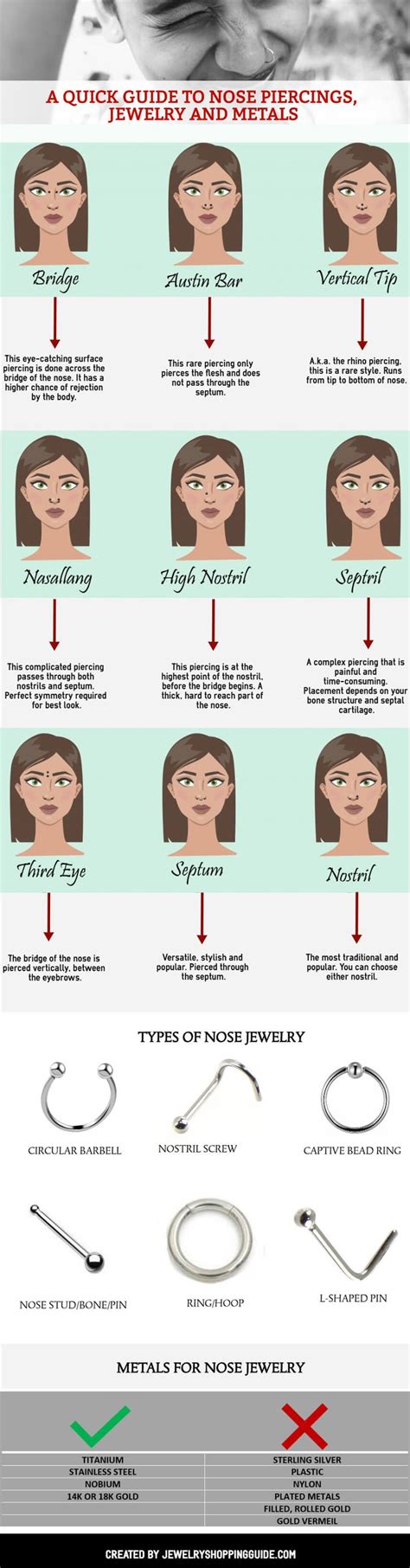 Types Of Nose Piercings Chart