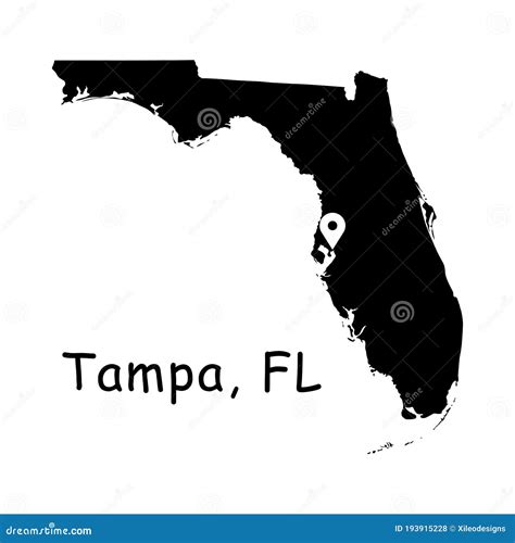 Tampa On Florida State Map Detailed Fl State Map With Location Pin On