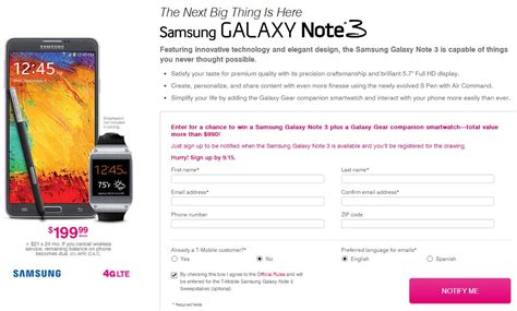 T Mobile Giving Away Free Galaxy Note 3 And Gear Bundle On Pre