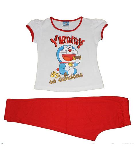 Doraemon White And Red Yummy Its Delicious Night Suit For Girls Buy