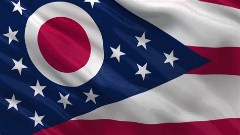 Us State Flag Of Ohio Gently Waving In The Wind Seamless Loop With