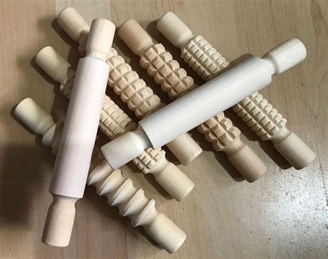 Wooden Textured Rolling Pin Play Dough Creative Station Etsy