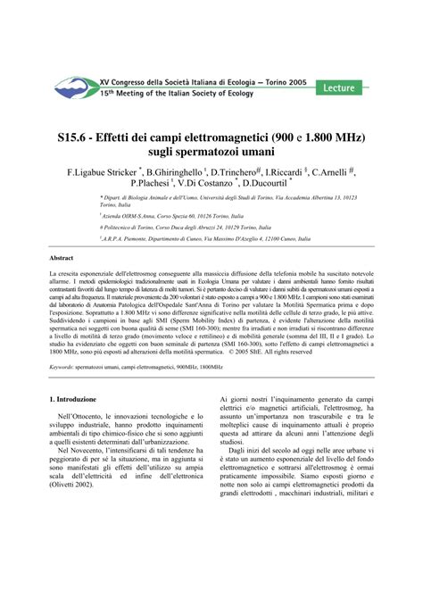 PDF Effetti Dei Campi Elettromagnetici E MHz Sugli Spermatozoi Umani