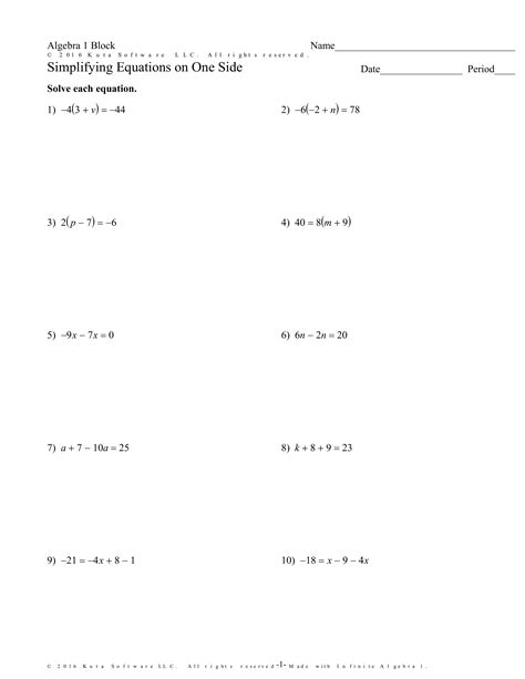 Watch videos and take practice quizzes. 3- Simplifying Equations on One Side Practice - Math Teachers | Library | Formative