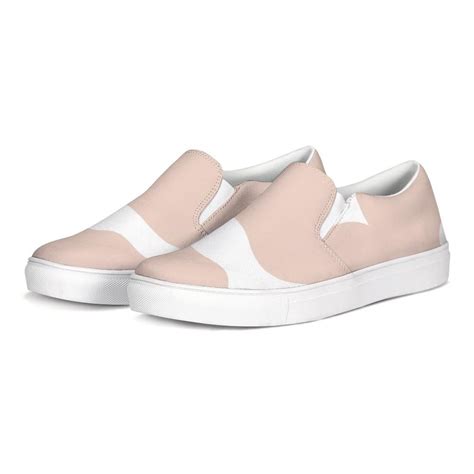 Womens Sneakers Peach And White Marble Style Slip On Athletic Shoes Sneakers Fashion Womens