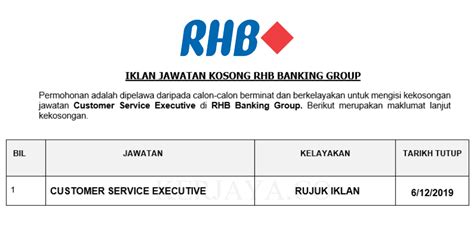 Jawatan kosong terkini majlis daerah tangkak (mdtangkak via kerjaya.co. Permohonan Jawatan Kosong RHB Banking Group • Portal Kerja ...