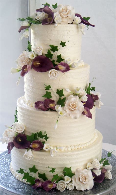 4 Tier Wedding Cake Textured Buttercream And Coordinating