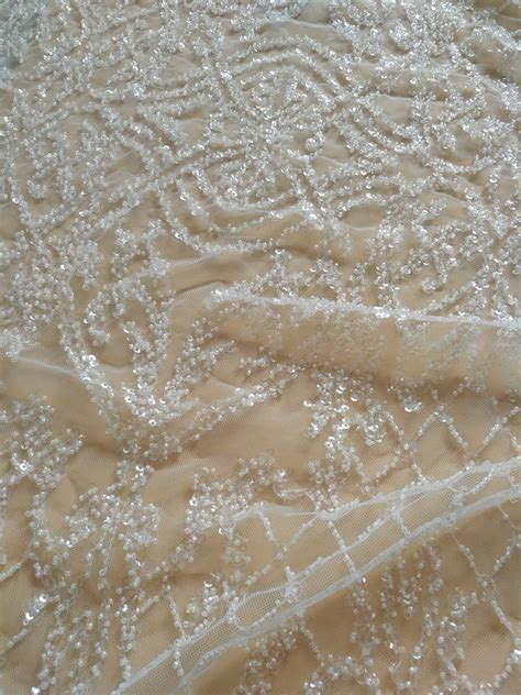 Luxurious Beaded Lace Fabric With Sequins Heavy Beading Flower Etsy