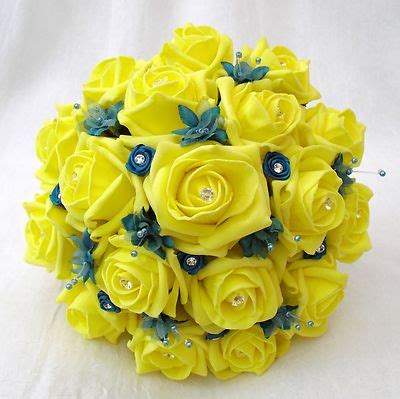 Stunning peach yellow artificial poppies will make a splash in your diy summer wedding bouquets! ARTIFICIAL WEDDING FLOWERS BRIDES POSY BOUQUET 2 ...