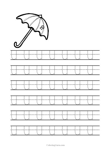 Free Printable Tracing Letter U Worksheets For Preschool Tracing