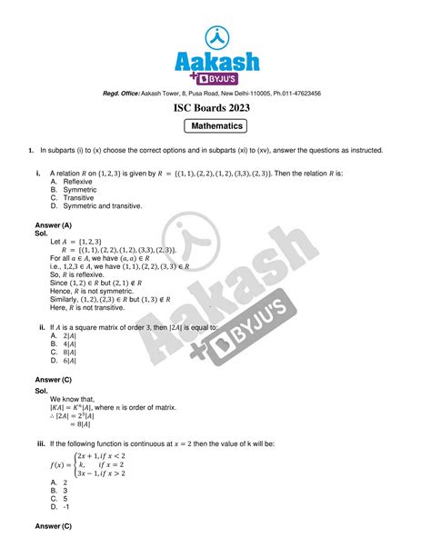 Isc Class 12 Maths Specimen Paper 2024 Image To U