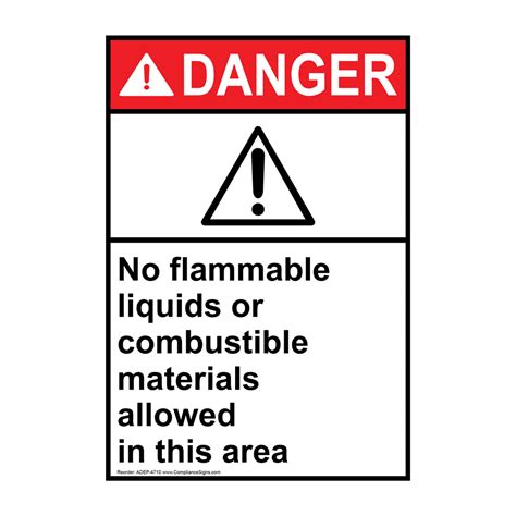 Vertical No Flammable Liquids Allowed In Area Sign Ansi Danger