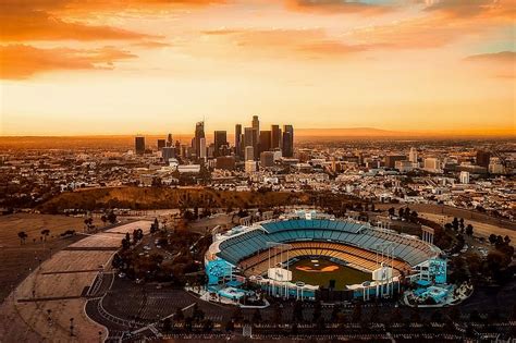 Los Angeles California Dodger Stadium City Urban Sunset Dusk
