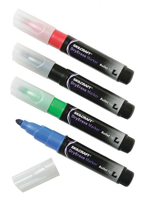Ability One Dry Erase Markers Bullet Capped Assorted Round 4 Pk