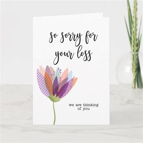 Sorry For Your Loss Folded Greeting Card Zazzle Condolence Card