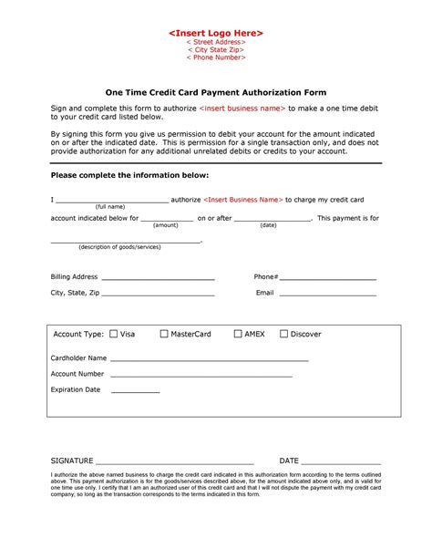credit card authorization forms templates ready