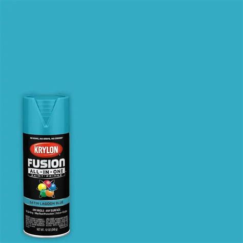 Krylon Fusion All In One Satin Lagoon Blue Spray Paint And Primer In