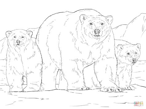 Coloriage Ours polaire avec deux oursons Coloriages à imprimer gratuits