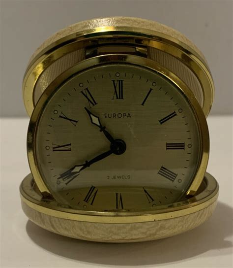 Vintage Europa Compact Travel Alarm Clock 2 Jewels Made In Germany Wind