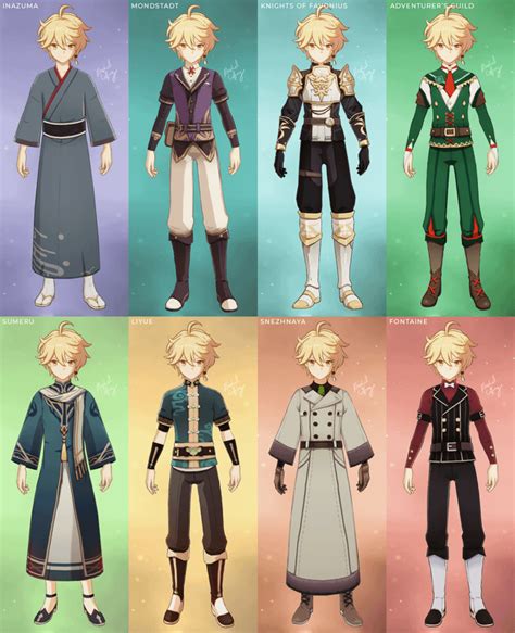 As Requested Aether In Npc Outfits From Different Nations Rgenshinimpact