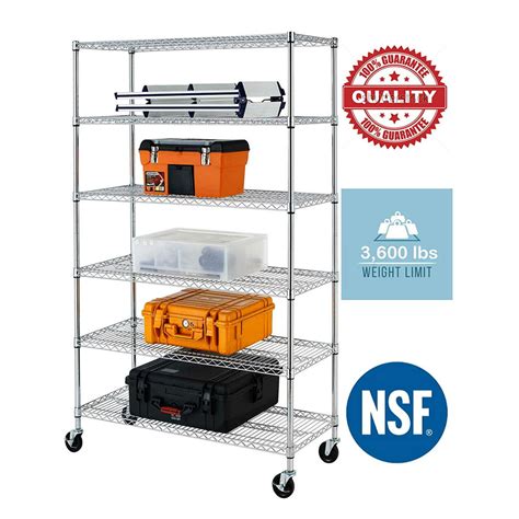 Nsf Wire Shelving Unit 6 Shelf Large Storage Shelves Heavy Duty Metal