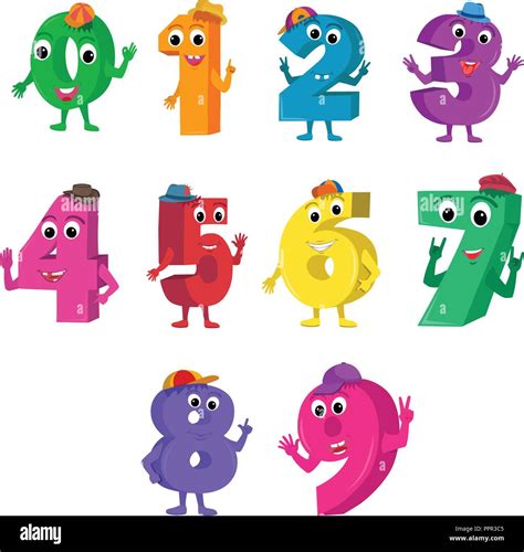 Set Of Funny Cartoon Numbers Characters Stock Vector Image And Art Alamy