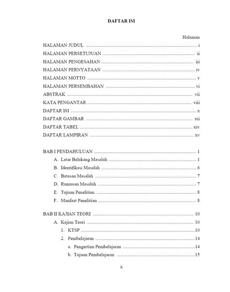 Contoh Daftar Isi Makalah Proposal Laporan Skripsi DLL Ruangguruku