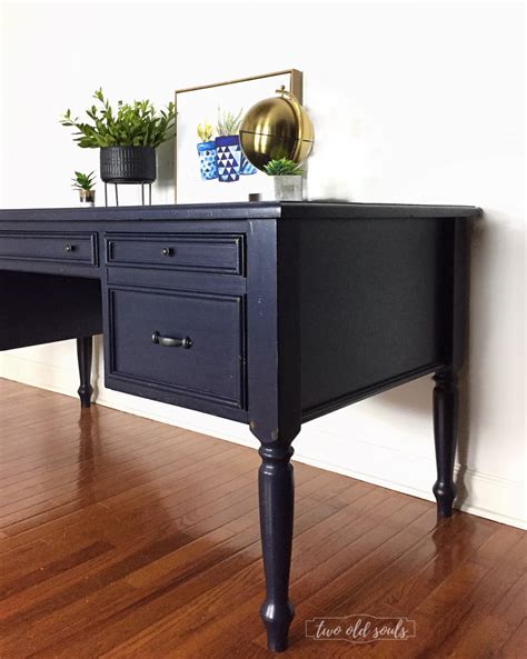Executive Desk Painted In General Finishes Milk Paint Coastal Blue
