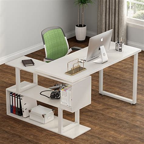 Greenco 5 tier wall mount corner shelves gray finish. Tribesigns Modern L-Shaped Desk, 55″ Rotating Desk Corner ...