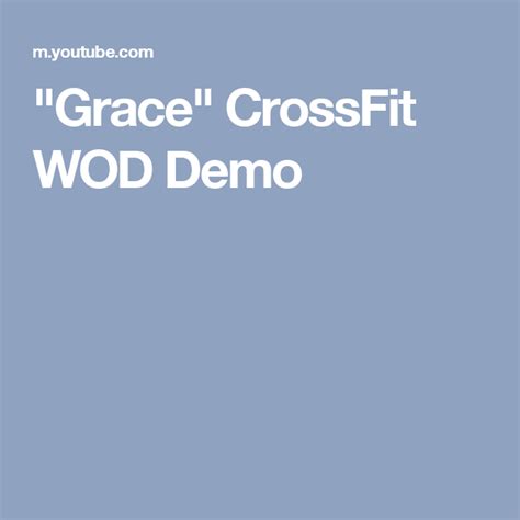 Grace Crossfit Wod Demo Wod Crossfit Grace Crossfit Wod