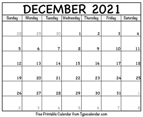 December Calendar 2021
