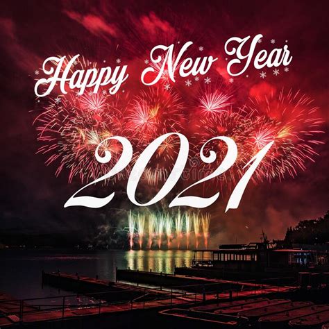 Happy New Year 2021 With Fireworks Background Stock Photo Image Of