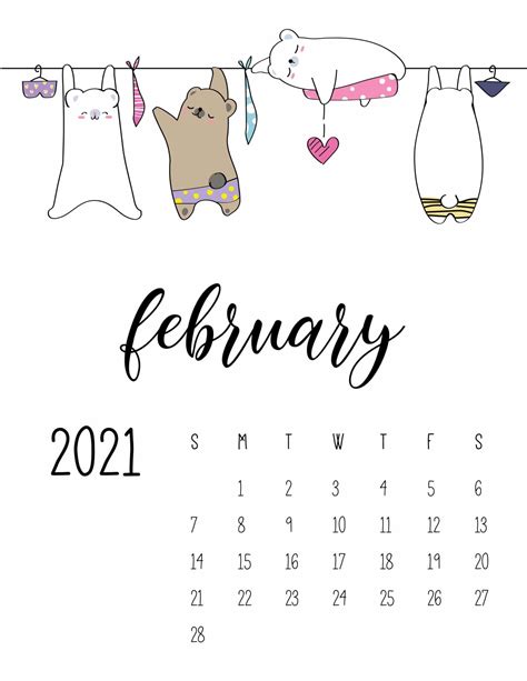 Cute Animals On Washing Line 2021 Calendar World Of Printables Cool