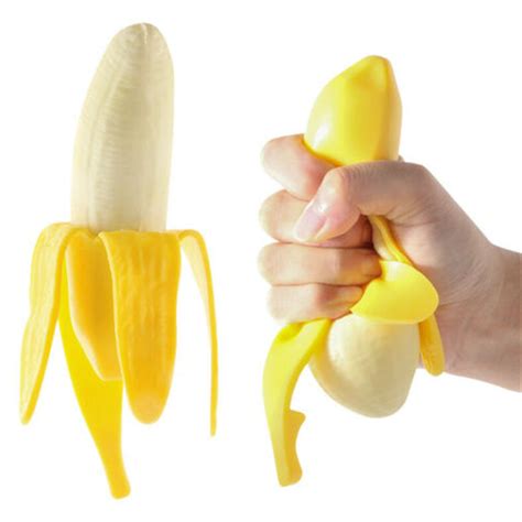 Novelty Squishy Silicone Banana Squeeze Toys Stress Reliever Tricky