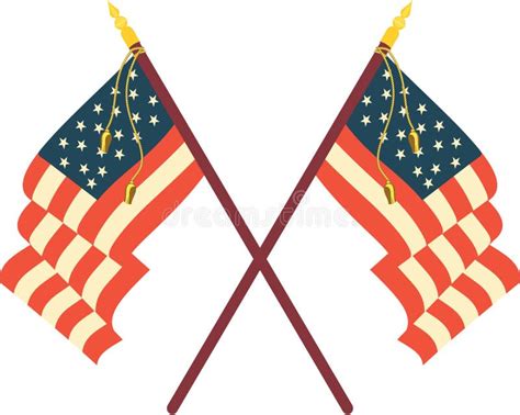 Two Crossed American Flags Vector Illustration Stock Illustration