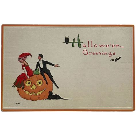 Stylish Halloween Couple Celebrates Postcard Stylish Halloween
