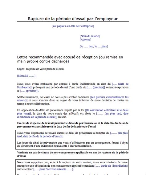 Lettre Rupture P Riode Dessai Mise Jour