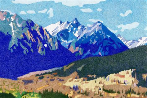 Shining Mountains Colored Pencil Drawing Mountain Drawing Colored