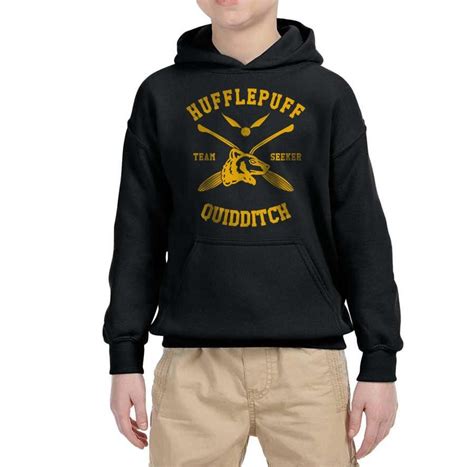 Hufflepuff Seeker Quidditch Team Kid Youth Hoodie Black Pa New Geek