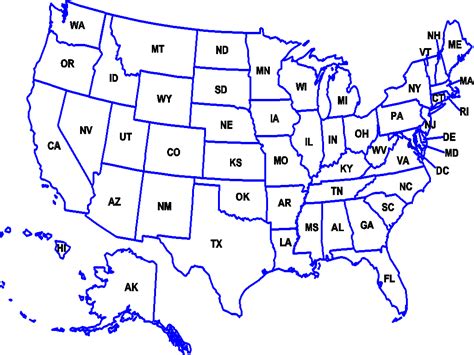 United States Abbreviations Map