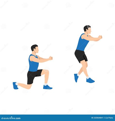 Man Doing Split Squat Jump Exercise Flat Vector Stock Vector