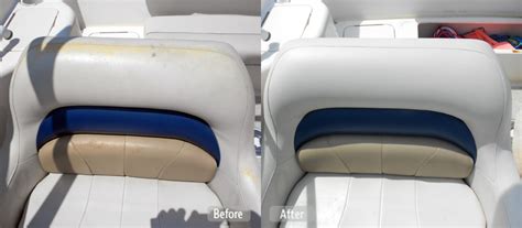 Professional replacement and repair leather upholstery for cars, motorcycles, boats, and marines. Photo: Sun Damaged Boat Seat Repair - Fibrenew New Zealand