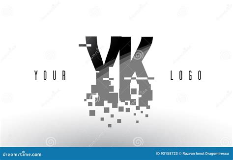 yk y k pixel letter logo with digital shattered black squares stock vector illustration of