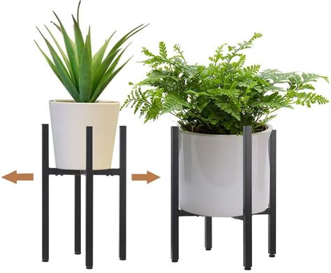 Stands Gardening 12 Inch Hokemp Black Metal Planter Stand Mid Century