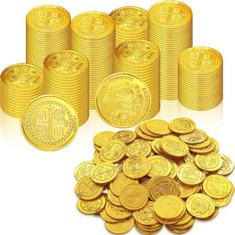 Buy 300 Pieces Plastic Pirate Gold Coins Toys Set Treasure Hunt Coins