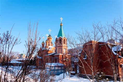 Brick Building Of The Church Of St Innocent Of Irkutsk In Winter In