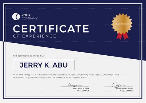 Experience Certificate Template Freebies