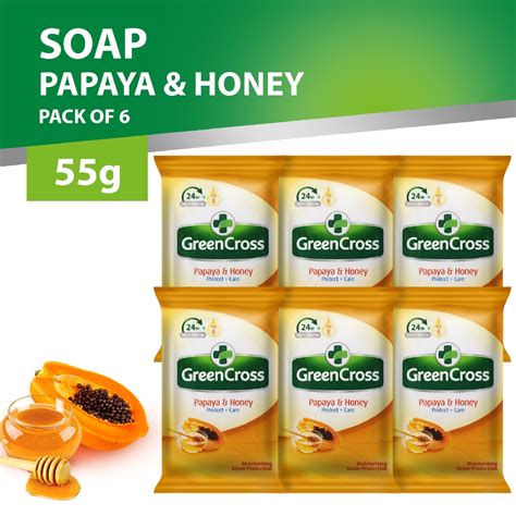 Green Cross Papaya And Honey Moist Protection Bar Soap Set Of 6 55g