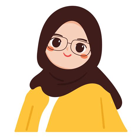 Hand Drawing Cartoon Girl Wearing Hijab With Smile Face 20707618 Vector