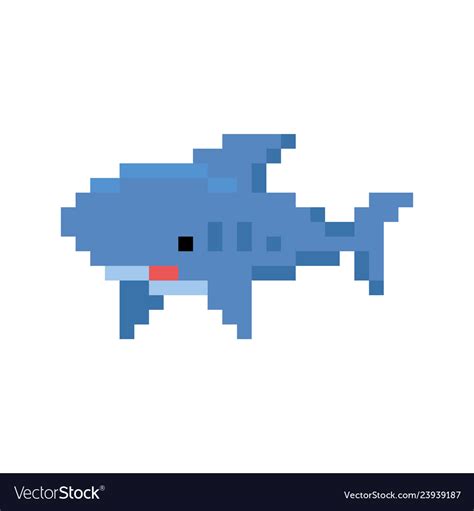 Pixelated Cartoon Shark Isolated Royalty Free Vector Image